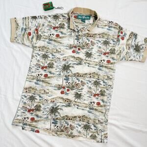 Big Dogs Hawaiian Surf Print Polo Shirt - M
